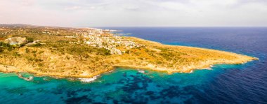 Güzel Kıbrıs, Konnos Bay Cape Greko doğal Park, Ayia Napa yakınındaki kemer kaya ve (molos) Limasol Kıbrıs ve Limasol Hava fotoğraf mesire