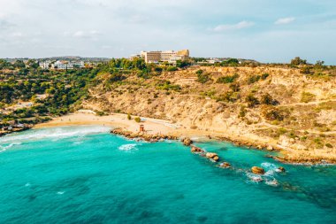 Güzel Kıbrıs, Konnos Bay Cape Greko doğal Park, Ayia Napa yakınındaki kemer kaya ve (molos) Limasol Kıbrıs ve Limasol Hava fotoğraf mesire