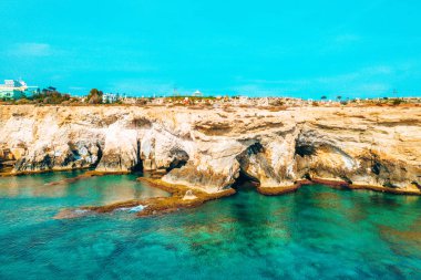 Güzel Kıbrıs, Konnos Bay Cape Greko doğal Park, Ayia Napa yakınındaki kemer kaya ve (molos) Limasol Kıbrıs ve Limasol Hava fotoğraf mesire 