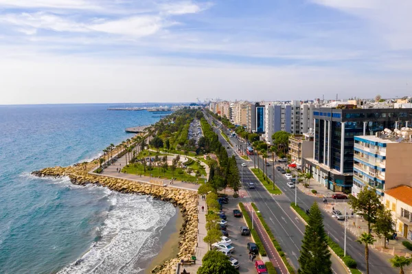 November 2018 Limassol Cyprus Luchtfoto Van Molos Promenade Park Centrum — Stockfoto