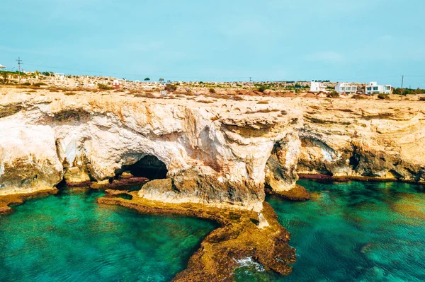 Piękny Cypr Konnos Bay Parku Przyrody Przylądek Kavo Gkreko Rock — Zdjęcie stockowe