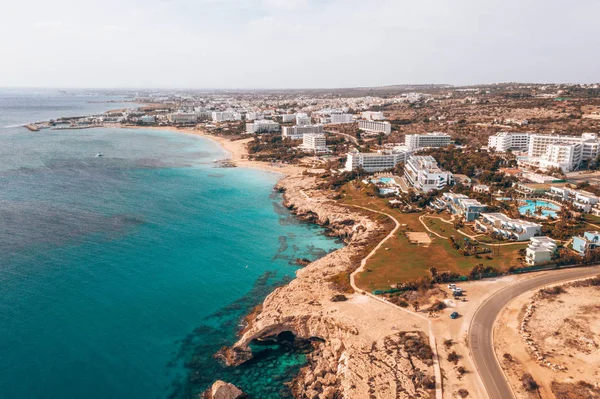 Spiaggia Nissi Ayia Napa Foto Aerea Pulita Della Famosa Spiaggia — Foto Stock