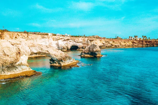 Schöne Zypern Konnos Bucht Kapgriechischem Naturpark Felsenbogen Der Nähe Von — Stockfoto