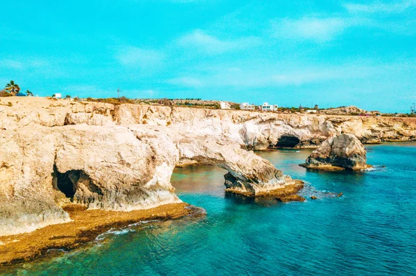 Piękny Cypr Konnos Bay Parku Przyrody Przylądek Kavo Gkreko Rock — Zdjęcie stockowe