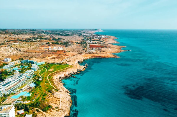 Nissi Strand Ayia Napa Saubere Luftaufnahme Des Berühmten Touristenstrands Zypern — Stockfoto