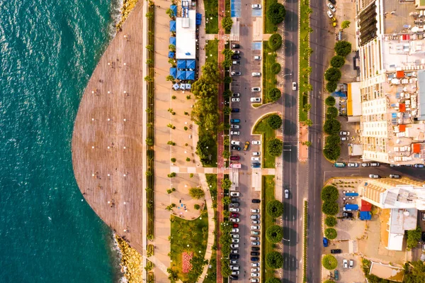 Vista Aérea Del Parque Molos Promenade Costa Del Centro Ciudad — Foto de Stock