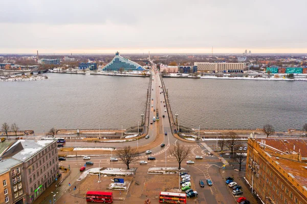 Dezember 2018 Riga Lettland Luftbild Winter Blick Auf Die Riga — Stockfoto