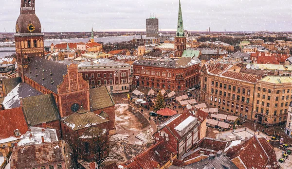 Aerial View Roofs Old Town Tower Dome Cathedral House Blackheads — Stock Photo, Image