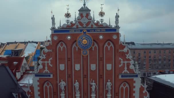 Vue Aérienne Panoramique Vieille Ville Riga Pendant Jour Noël Hiver — Video