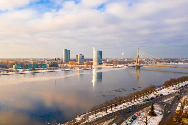 Januari 2018 Riga Lettland Vackra Flygbilder Vinterdag Över Gamla Stan — Stockfoto