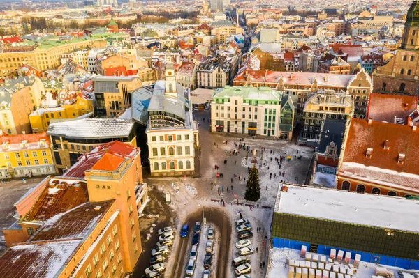 Januari 2018 Riga Lettland Vackra Flygbilder Vinterdag Över Gamla Stan — Stockfoto