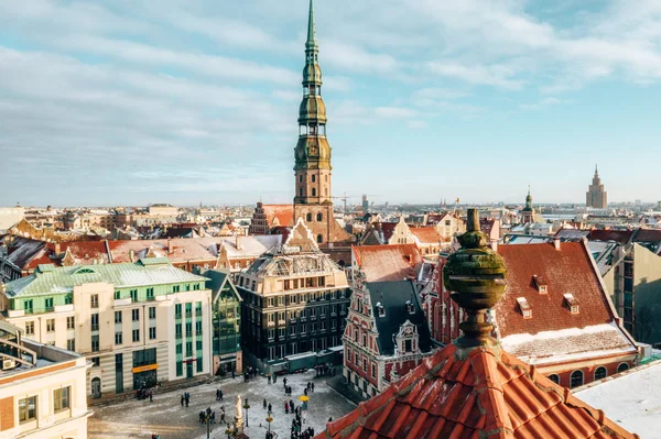 Enero 2018 Riga Letonia Hermoso Día Invierno Aéreo Sobre Casco —  Fotos de Stock