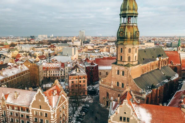 Riga City Aerial Winter Day View Christmas Time — Stock Photo, Image