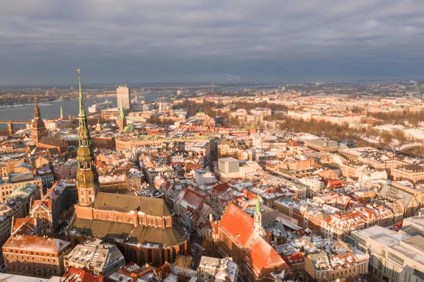 Vista Aérea Del Día Invierno Ciudad Riga Durante Navidad —  Fotos de Stock