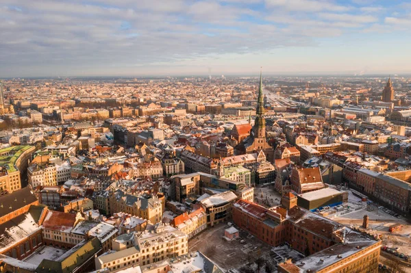 Cidade Riga Vista Aérea Dia Inverno Durante Época Natal — Fotografia de Stock