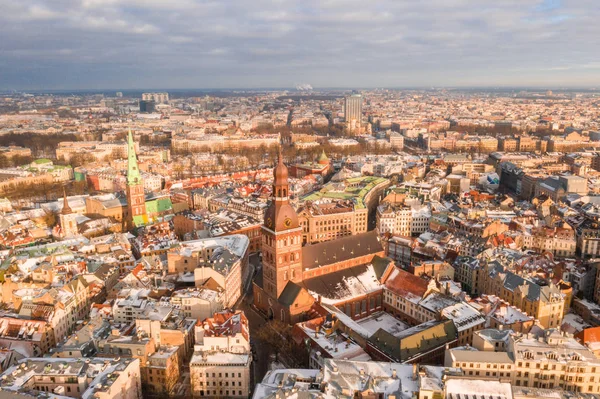 Vista Aérea Del Día Invierno Ciudad Riga Durante Navidad — Foto de Stock