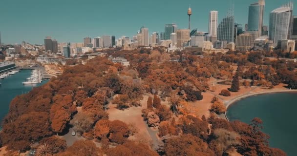 Сидней Австралия Мая 2018 Года Воздушный Пейзаж Сиднея Центральный Бизнес — стоковое видео