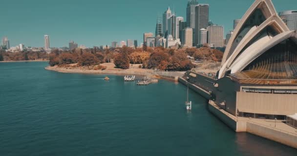 シドニー オーストラリア 2018 シドニー オペラ ハウスの空撮は 世紀の最も特徴的な建物の つとして識別されたマルチ会場舞台芸術センター — ストック動画
