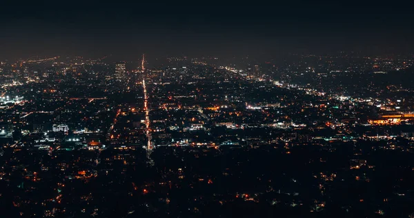 Wunderschöne Super Weitwinkel Nachtluftaufnahme Von Los Angeles Kalifornien Usa Mit — Stockfoto