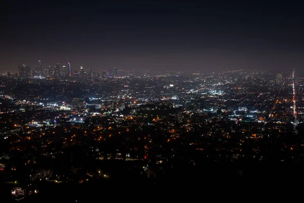 Wunderschöne Super Weitwinkel Nachtluftaufnahme Von Los Angeles Kalifornien Usa Mit — Stockfoto