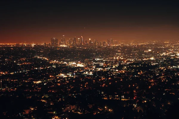 Όμορφη Νύχτα Υπερευρυγώνιο Αεροφωτογραφία Του Λος Άντζελες Καλιφόρνια Ηπα Κέντρο — Φωτογραφία Αρχείου