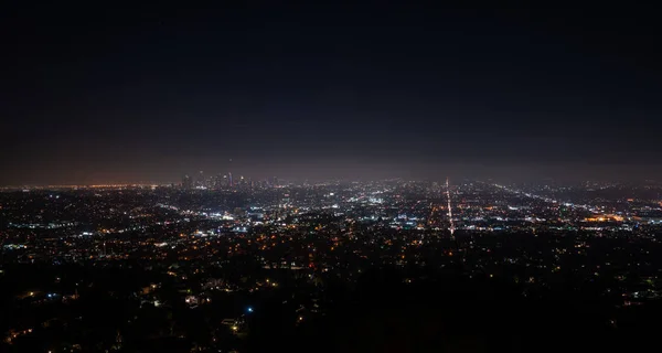 Beautiful Super Wide Angle Night Aerial View Los Angeles California — Stock Photo, Image