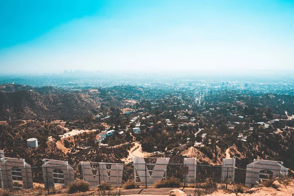 Juli 2018 Los Angeles Usa Lihat Pusat Kota Dari Tanda — Stok Foto