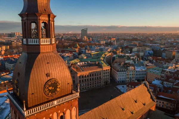 Riga Dome Cathedral Havadan Görünümü Günbatımı Zamanı Sırasında Riga Letonya — Stok fotoğraf
