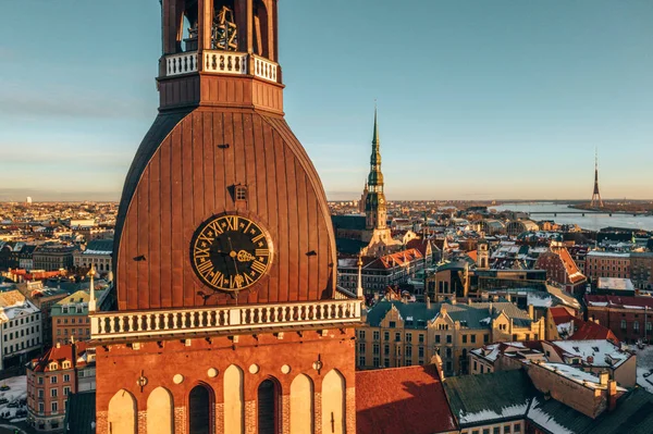 Hermosa Vista Catedral Cúpula Centro Del Casco Antiguo Riga Letonia —  Fotos de Stock