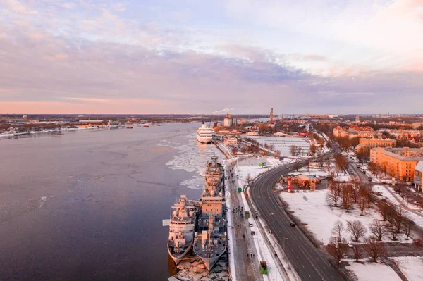 Janeiro 2019 Riga Letónia Fragata Alemã 221 Hessen Que Visitava — Fotografia de Stock
