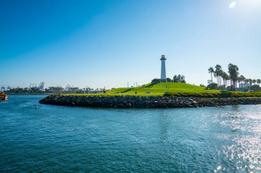 10 Eylül 2018. Los Angeles, Amerika Birleşik Devletleri. Güzel Long Beach bölgesinde La güzel bir deniz feneri ile kıyıya yakın.
