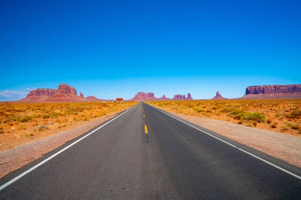 Endless Infinite Road Goes Monument Valley National Park Amazing Rock — Stock Photo, Image