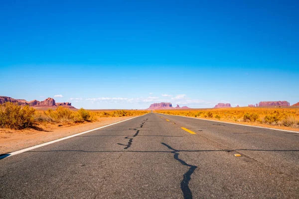 Route Infinie Sans Fin Qui Traverse Parc National Monument Valley — Photo