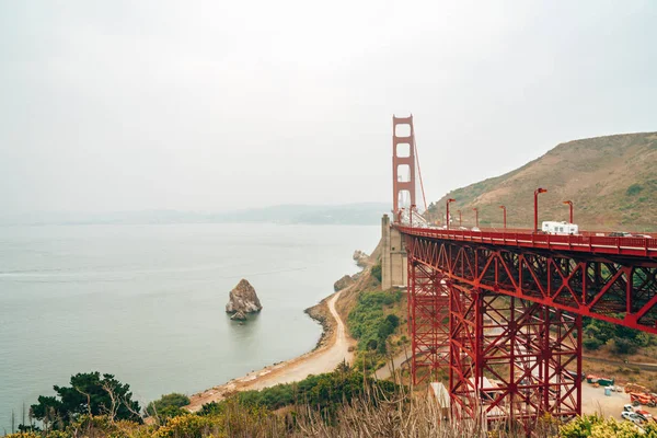 San Francisco Golden Gate Köprüsünün Havadan Görüntüsü Güzel Yakın Çekim — Stok fotoğraf
