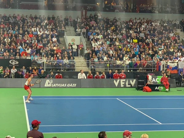 2019 Riga Letonya Fedcup Bnp Paribas Takım Letonya Arena Riga — Stok fotoğraf