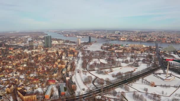 Панорамний Вид Старого Міста Риги Під Час Зимових Різдво Латвії — стокове відео