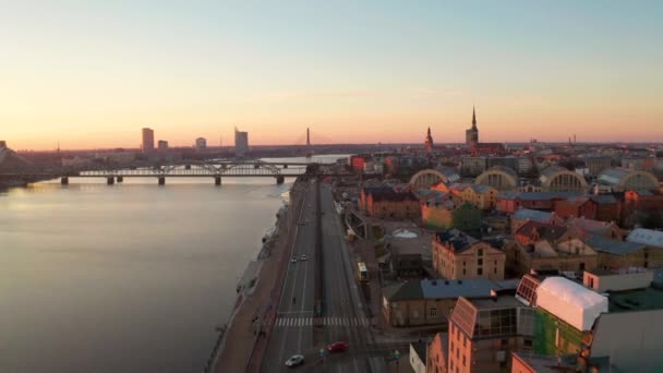 Vista Aérea Cidade Velha Riga Comemorando Jani Com Pessoas Dançando — Vídeo de Stock
