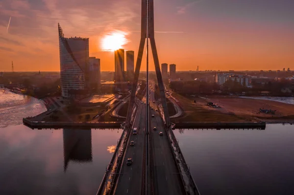 Vista Aérea Ponte Riga Letónia — Fotografia de Stock