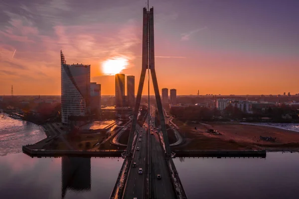 Vista Aérea Ponte Riga Letónia — Fotografia de Stock