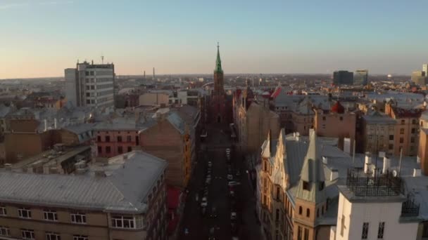 Utsikt Över Den Lutherska Katedralen Riga Lettland — Stockvideo