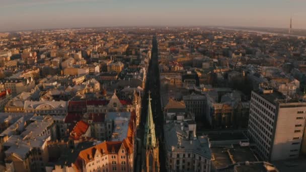 Riga Letonya Daki Lutheran Katedrali Nin Havadan Görünümü — Stok video