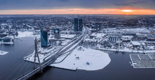 Março 2019 Riga Letónia Vista Aérea Sobre Edifício Swedbank Riga — Fotografia de Stock