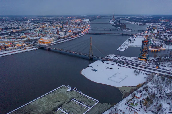 Marca 2019 Ryga Łotwa Widok Lotu Ptaka Budynek Swedbank Rydze — Zdjęcie stockowe