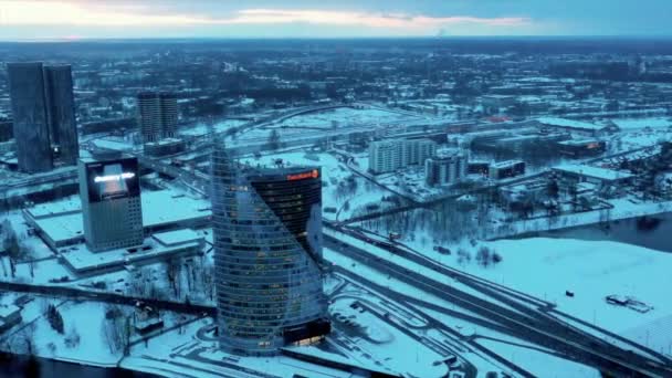 Марта 2019 Года Рига Латвия Вид Воздуха Здание Swedbank Риге — стоковое видео
