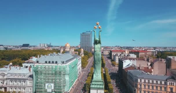 Maj 2018 Riga Lettland Flygfoto Lattelecom Marathon 2018 Med Människor — Stockvideo