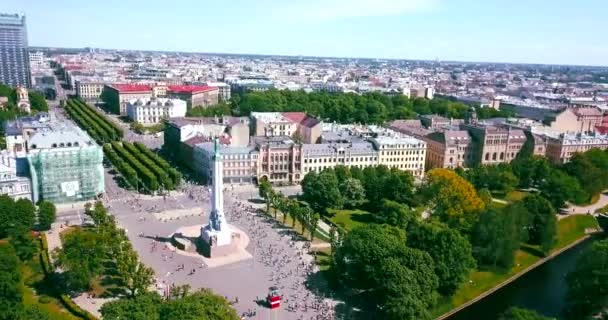 Május 2018 Riga Lettország Légifelvétel Lattelecom Maratonra 2018 Emberekkel Aki — Stock videók