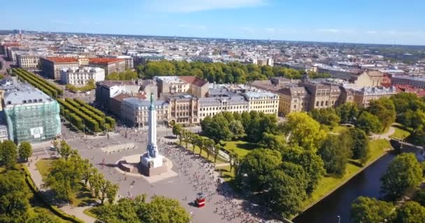 Maggio 2018 Riga Lettonia Veduta Aerea Della Maratona Lattelecom 2018 — Video Stock