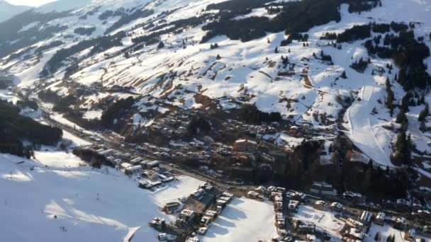 Aerial View Saalbach Village Alps Small Mountain Ski Resort Village — Stock Video