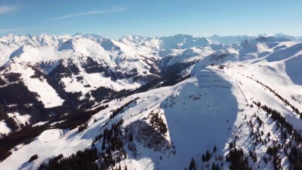 Вид Селище Зальбах Альпах Невеликий Гірськолижний Курорт Селища Зимовий Час — стокове відео