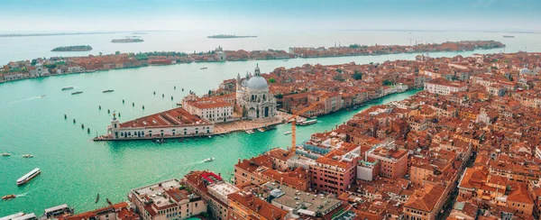 Paesaggio Aereo Panoramico Venezia Con Chiesa Santa Maria Della Salute — Foto Stock